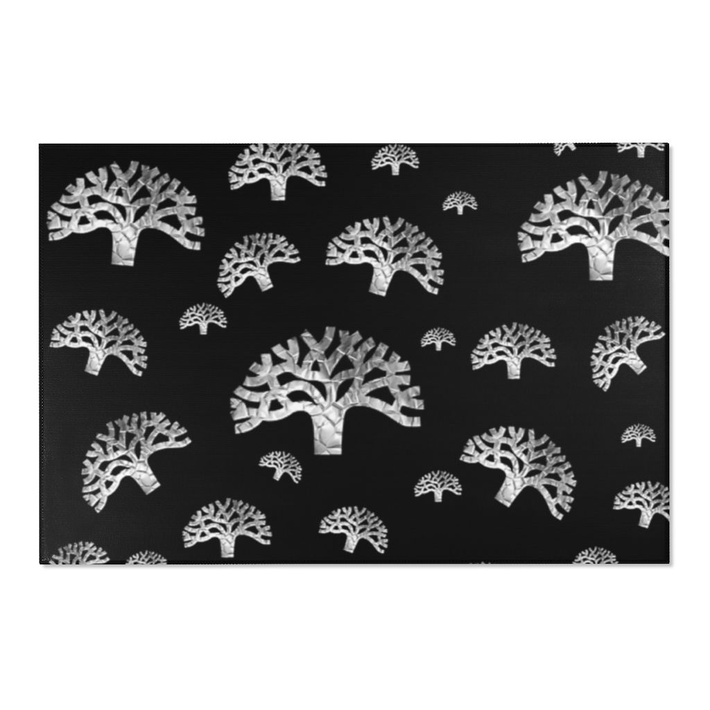 True OAKLAND 510 Tree N' Silver & Black Area Rug