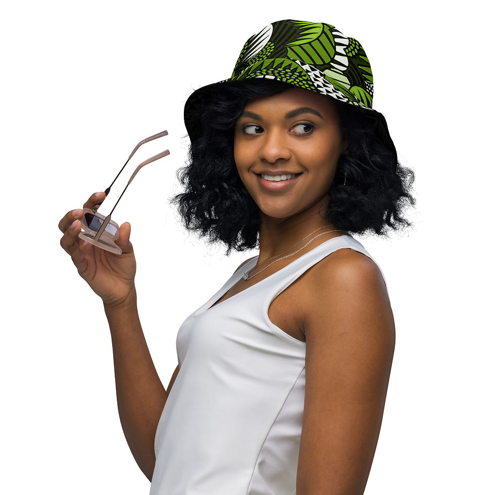 Thumbnail: Maua Green Ankara Reversible Bucket Hat