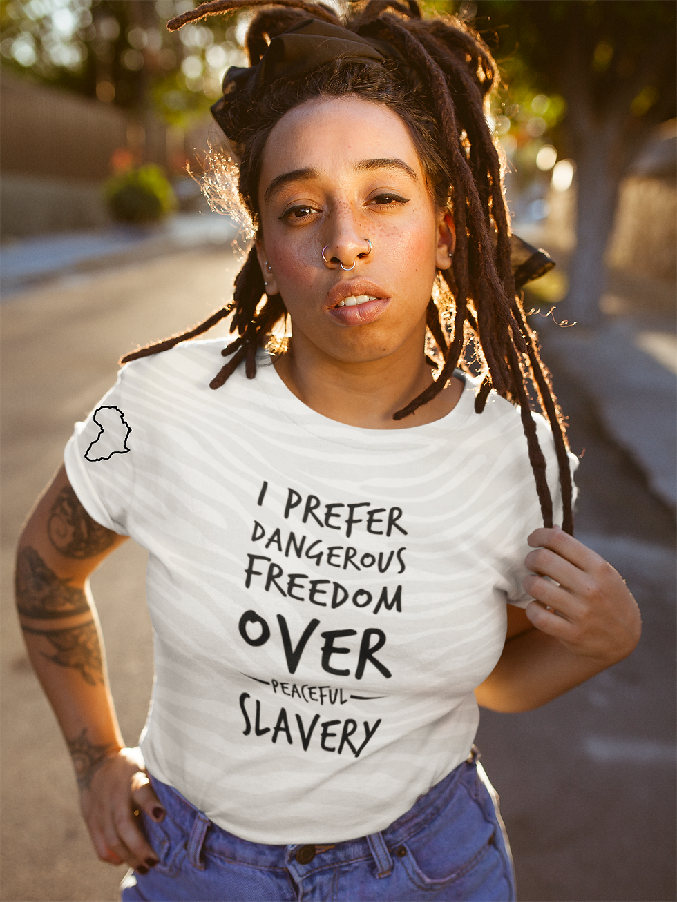 Thumbnail: FREEDOM Over SLAVERY: WHT Alternate Queen's Tee