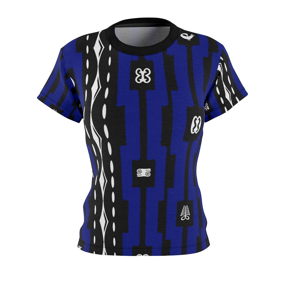 Thumbnail: Blue PH Adinkra Ankara Queen's Tee