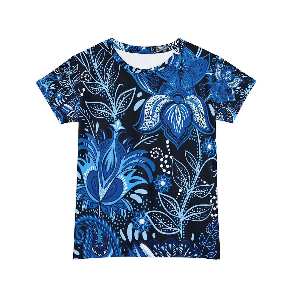 Thumbnail: Blue Maua Ankara Queen's Tee