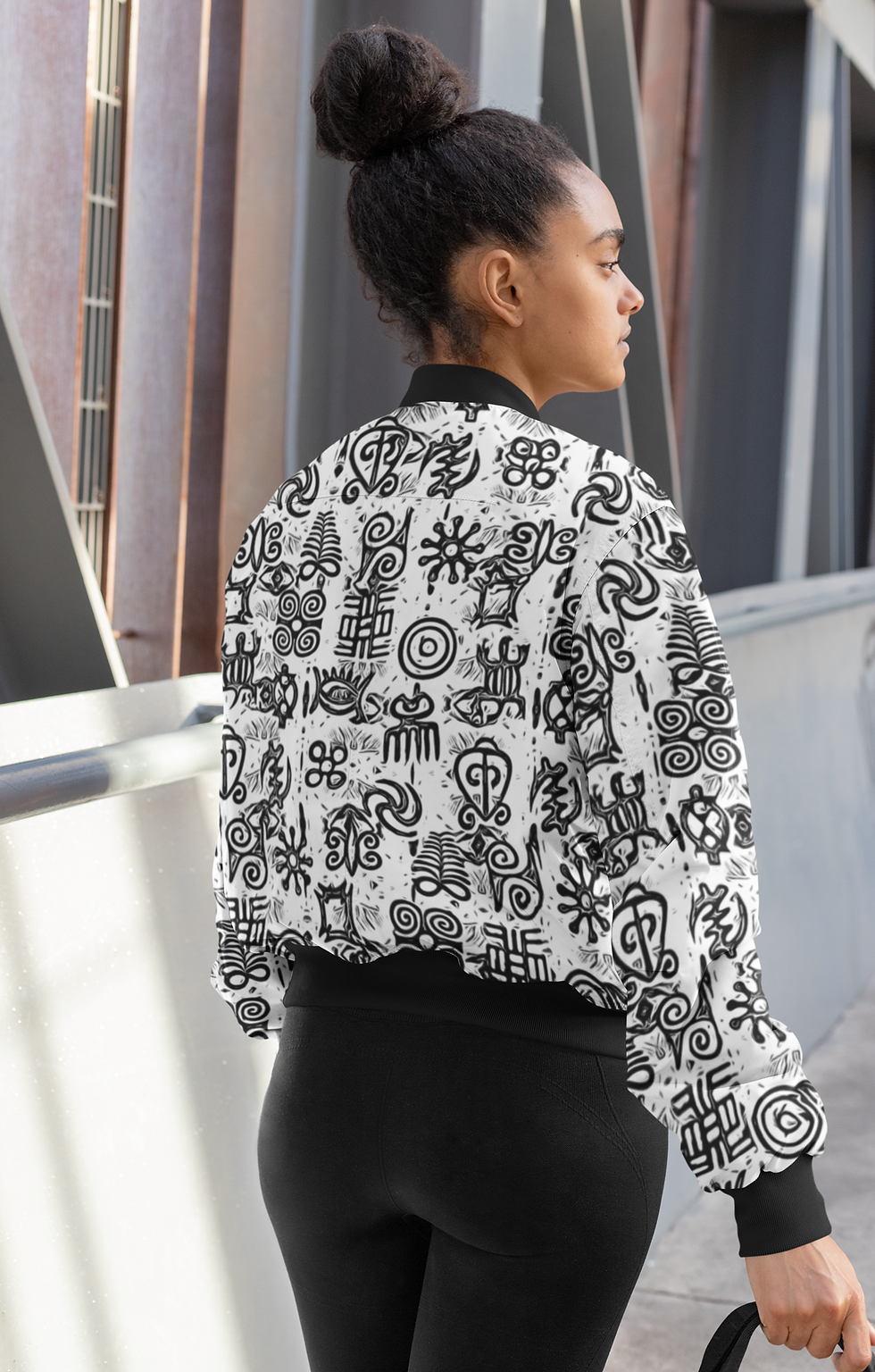 Thumbnail: ADINKRA N' White: Bomber Jacket