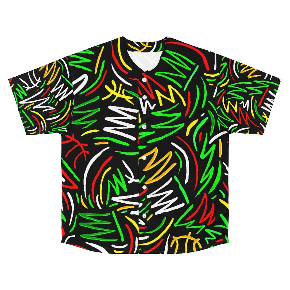 Thumbnail: Nubian Doodle Printed Baseball Jersey
