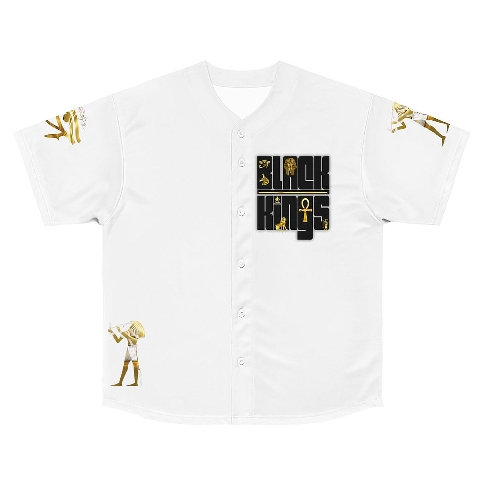 Black KINGs: Kemetic White Baseball Jersey