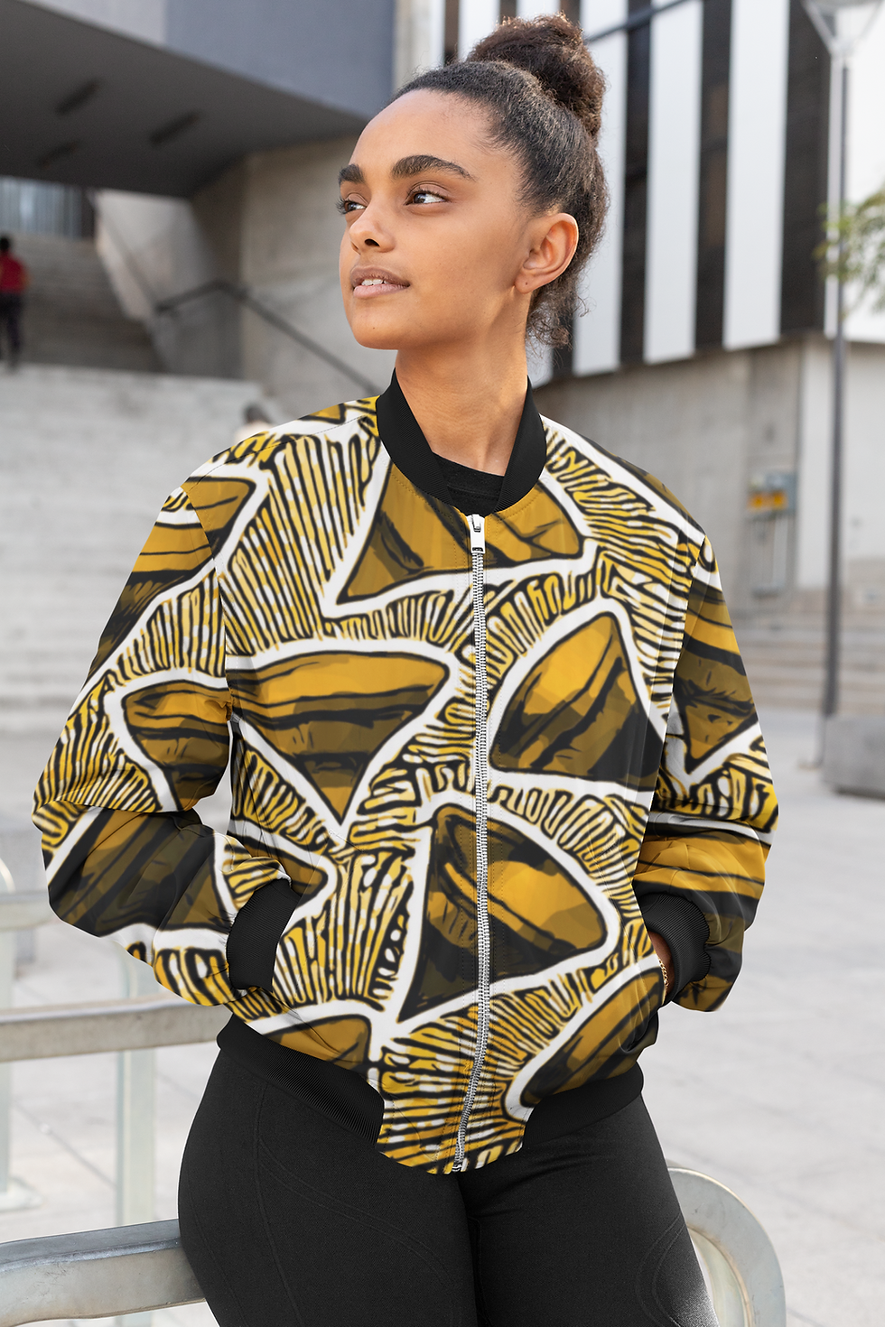 Thumbnail: Gold Epa Tympany Ankara Bomber Jacket