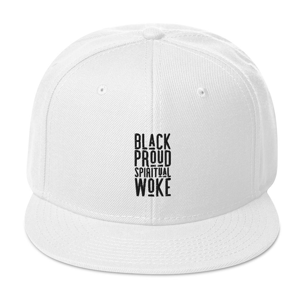 BLACK PROUD SPIRITUAL WOKE: WHT & BLK Flat Bill Hat
