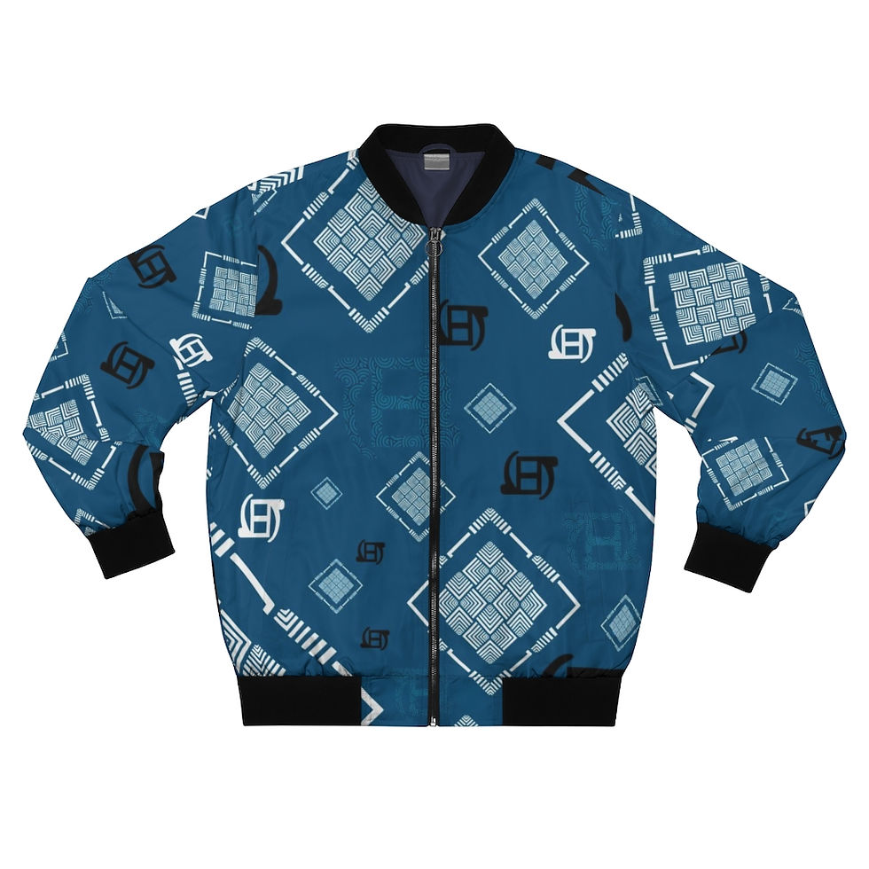 Thumbnail: Aqua Blue Sankofa ONYANKOPON: Bomber Jacket