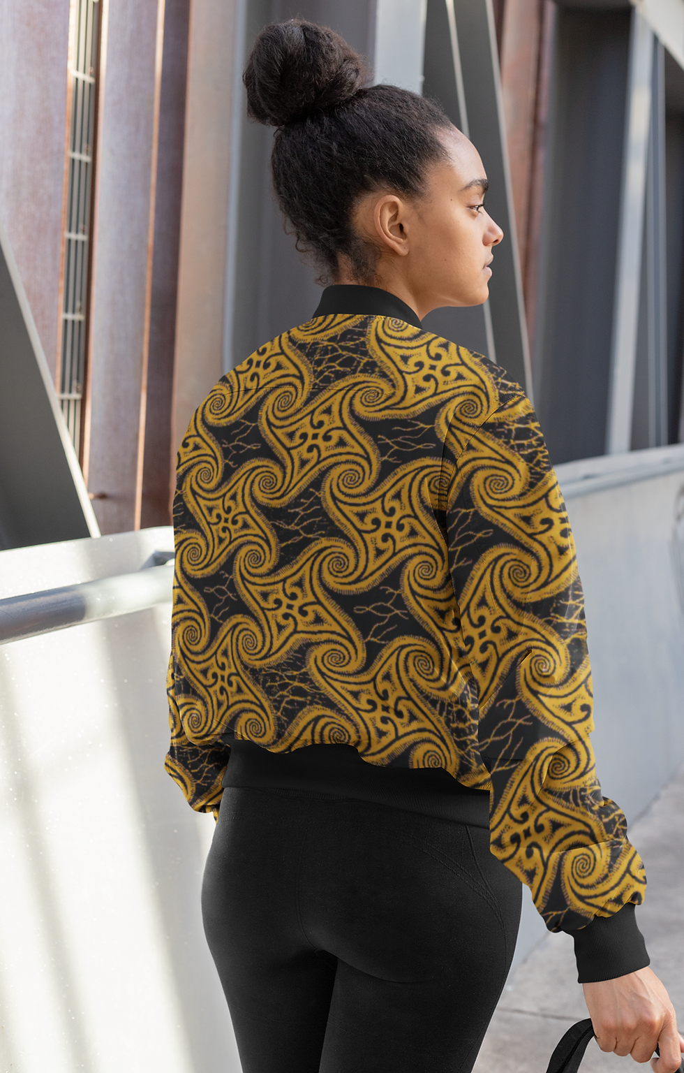 Thumbnail: Gold NYOTA Ankara Bomber Jacket
