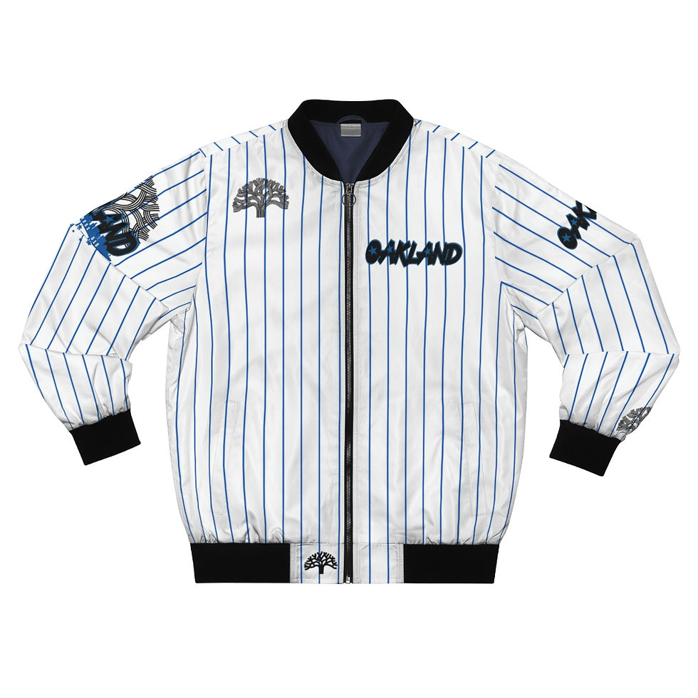 Oakland: Magic WHT Alternate Pin Stripes King's Bomber Jacket