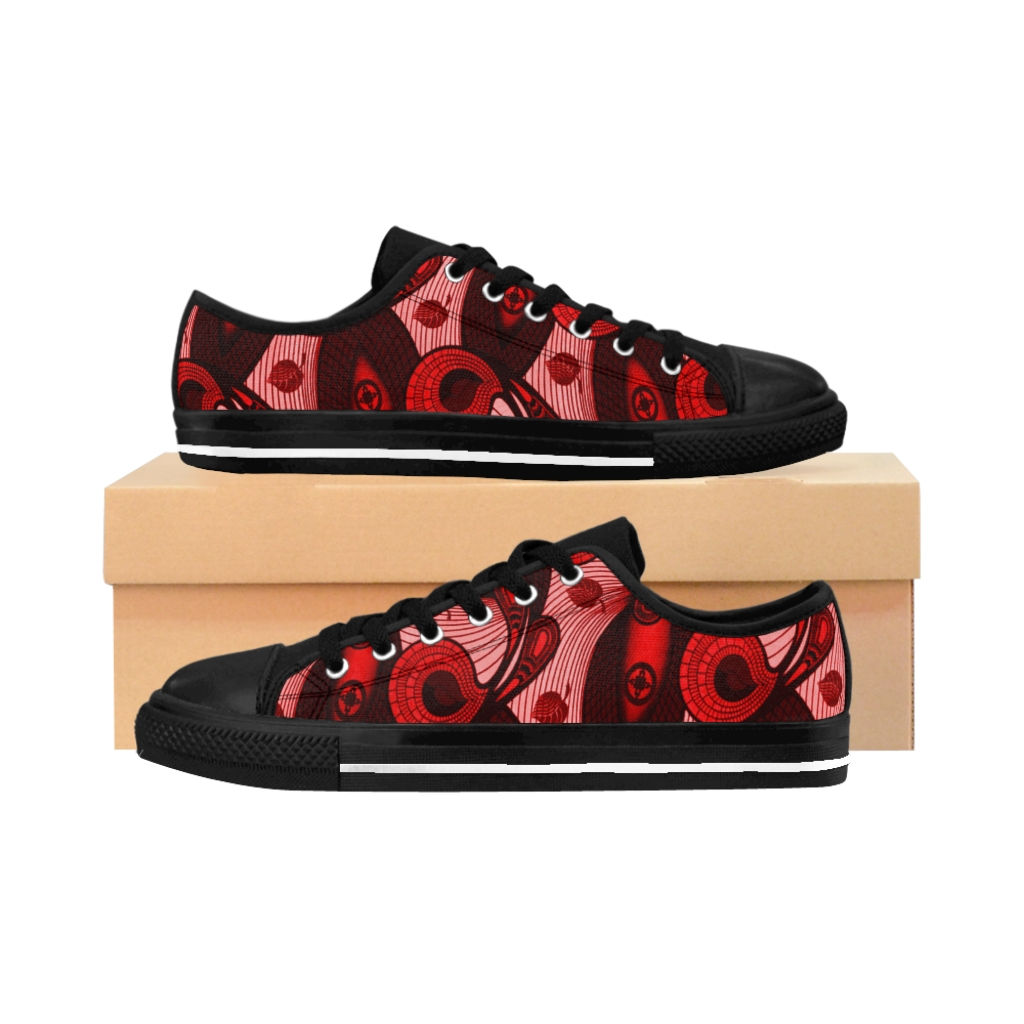 Red DAME DAME Ankara Sneakers