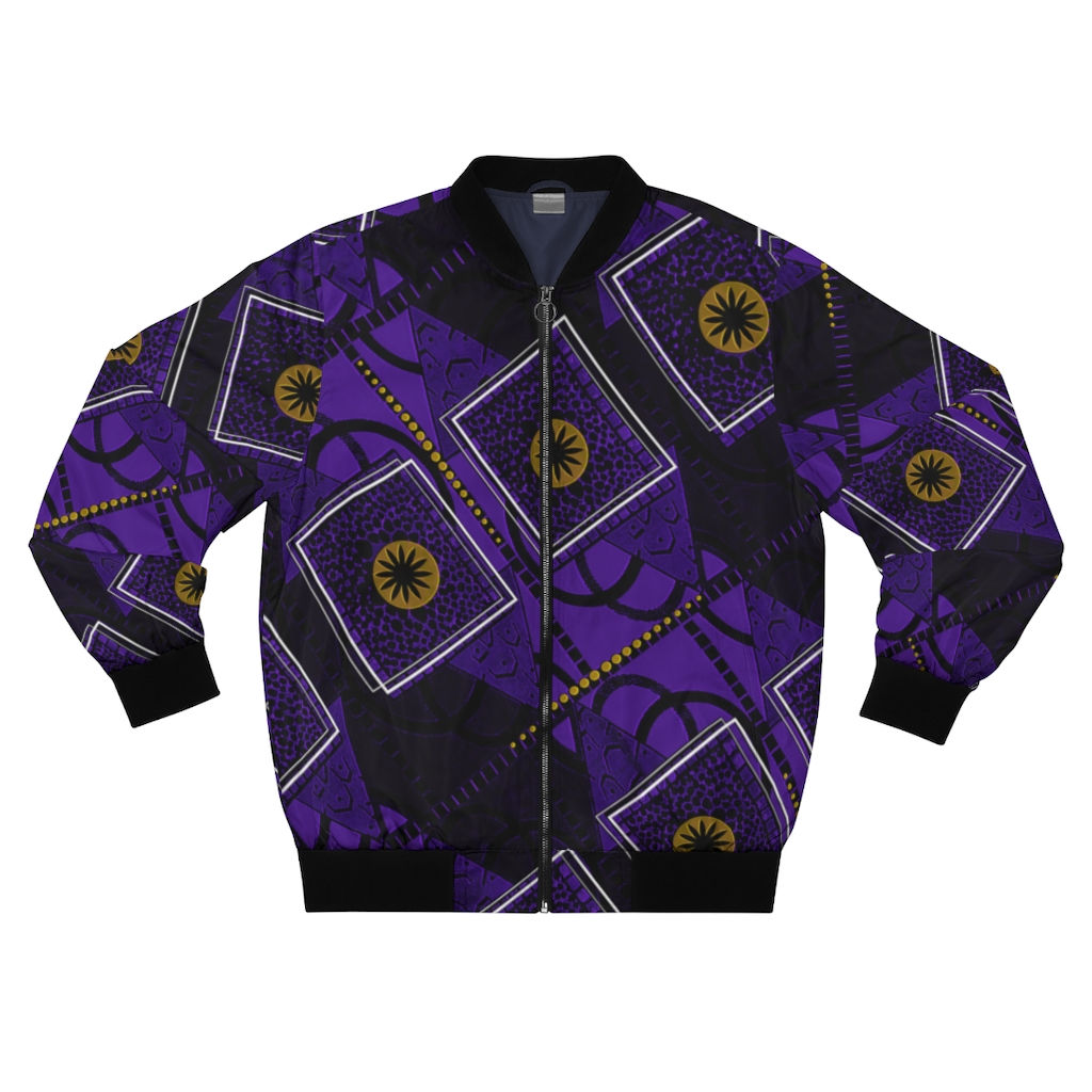 Purple Ankara Ananse Bomber Jacket