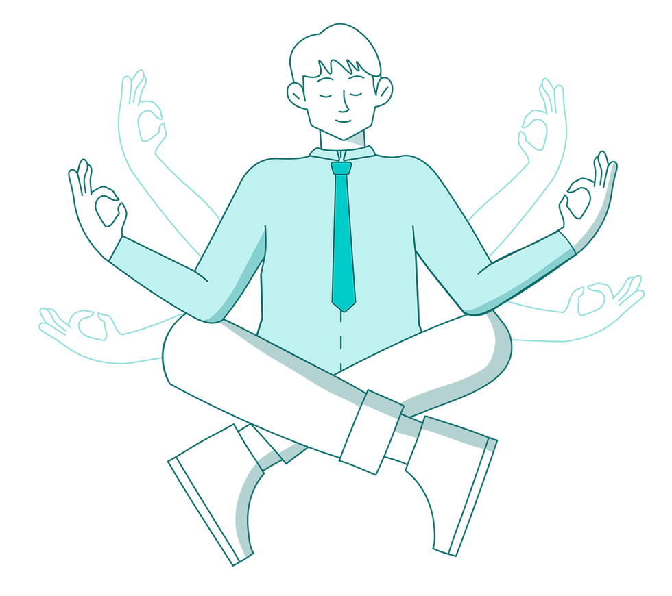 Piktogramm eines meditierenden Businessmenschen mit Krawatte