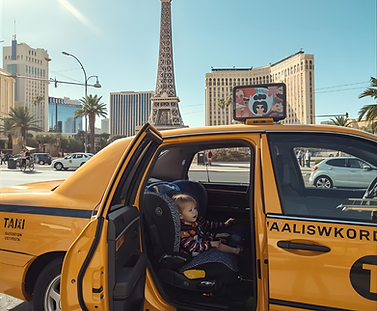 Family-friendly airport taxi service with child car seat, providing safe ground transportation for families traveling with kids.