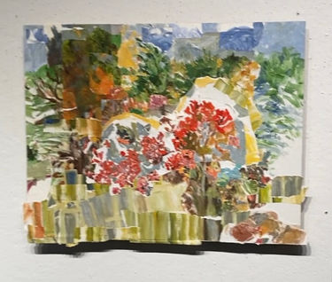collage, acrylic painting, flowers, gardens, landscape painting
