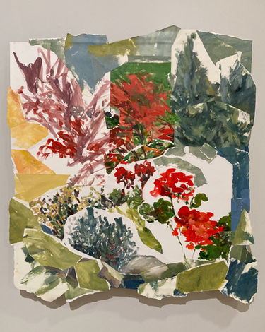 collage, acrylic painting, geraniums