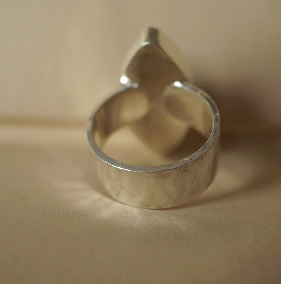 Thumbnail: Canadian Nephrite Jade Ring, Recycled Sterling Silver - Size 6.5