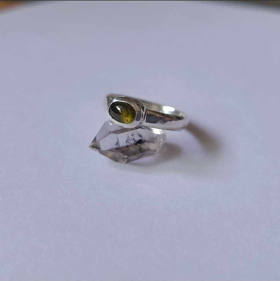 Thumbnail: Size 7.75 - Olive Green Tourmaline Ring