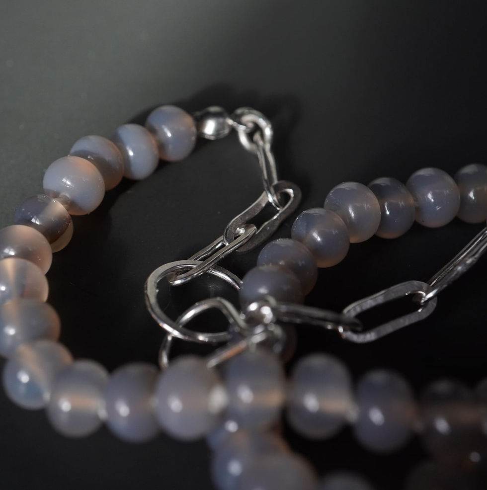 Thumbnail: Grey Agate Necklace - 17.25"