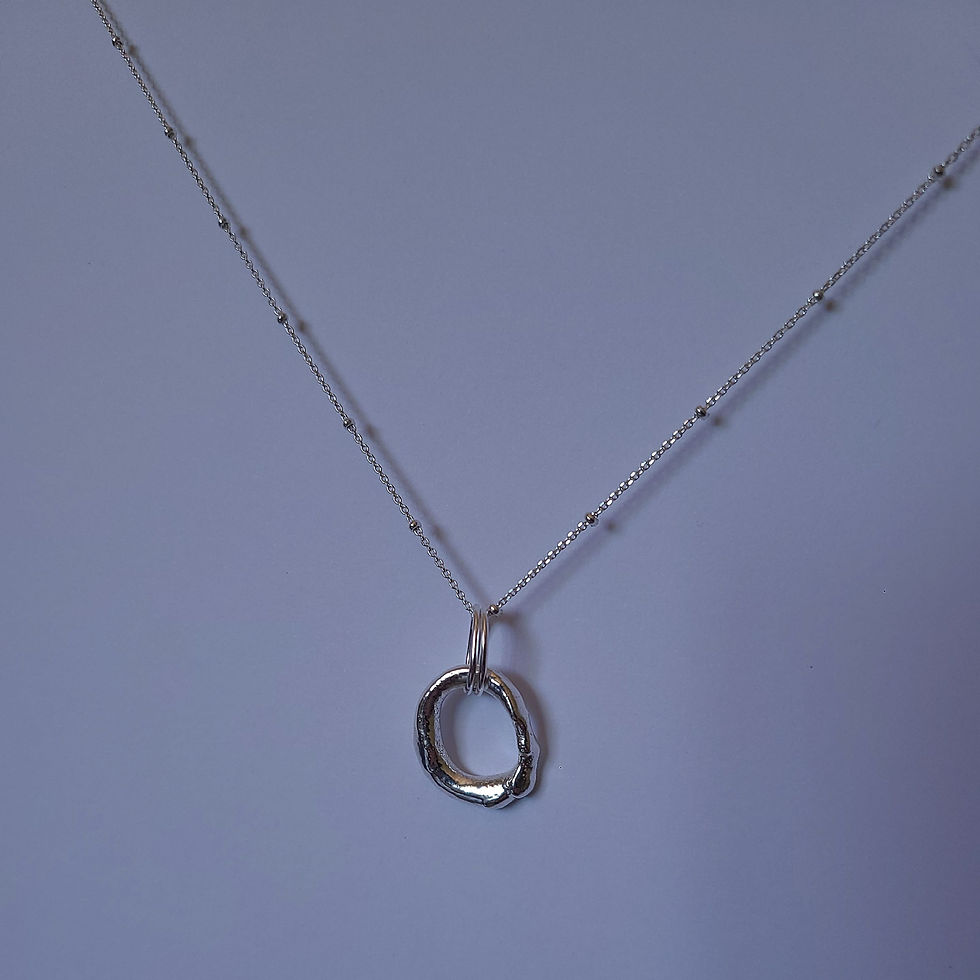 Thumbnail: Organic Silver Pendant Necklace- 24"