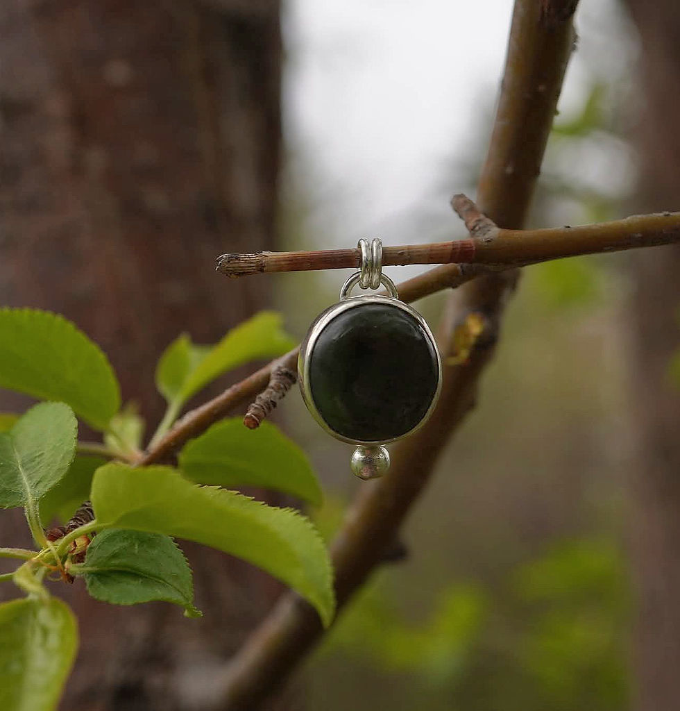 Thumbnail: Nephrite Jade Pendant Necklace- 16"
