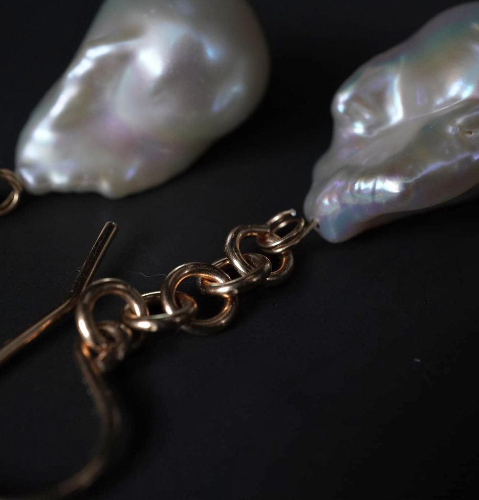 Thumbnail: Gold + Baroque Pearl Earrings
