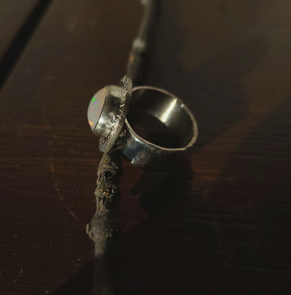 Thumbnail: Size 7.5 - 3 Carat Opal Ring, Wide Band