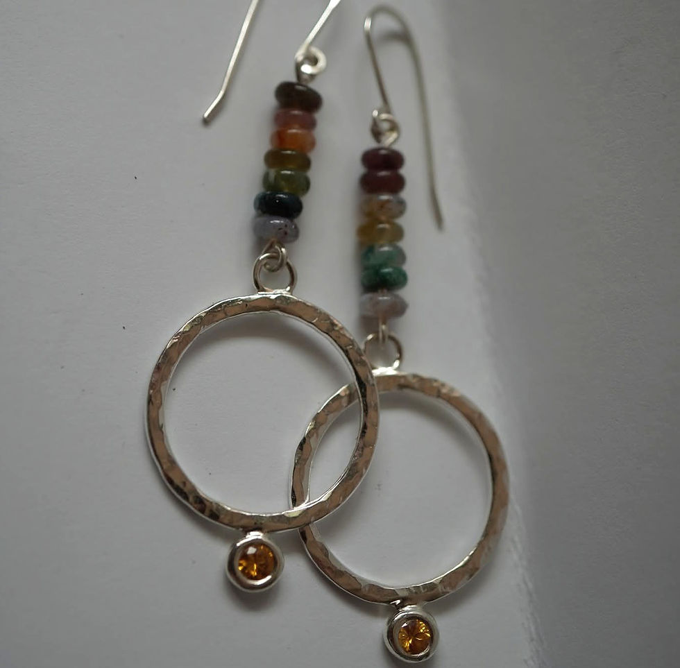 Thumbnail: Geometric Sapphire + Rainbow Earrings