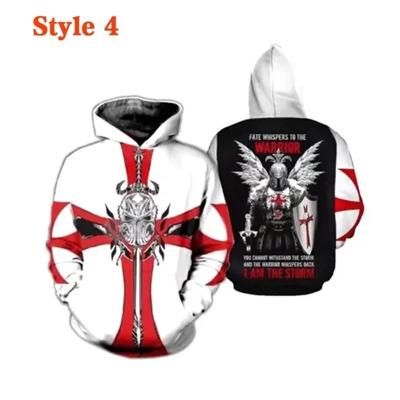 Knight Templar Hoodie – 3D‑Print Kapuzenpullover für Herren & Damen | Casua