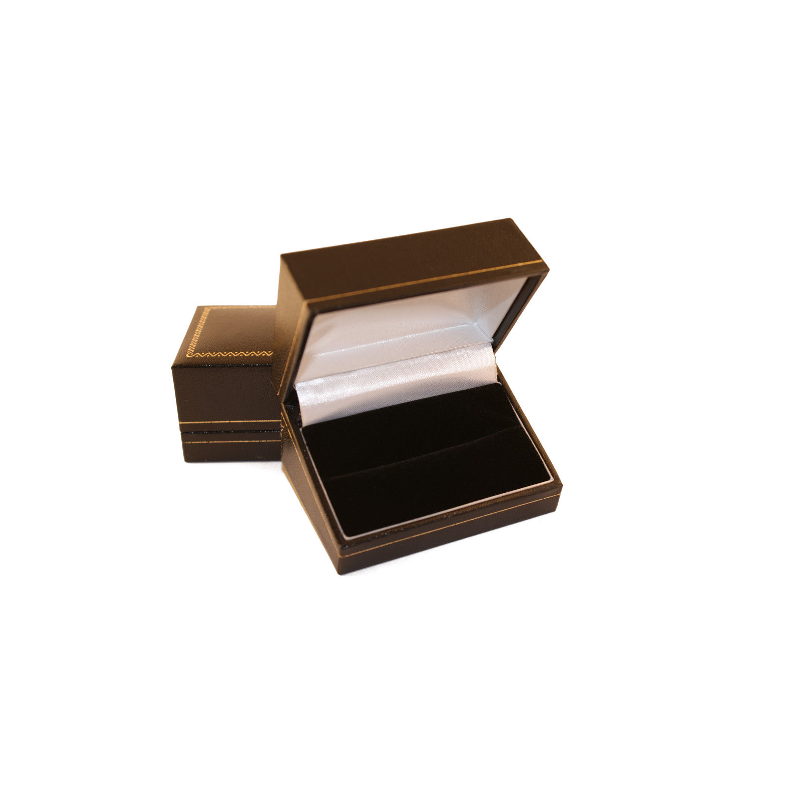 Black Leatherette Double Ring Jewellery Box (12 pieces)