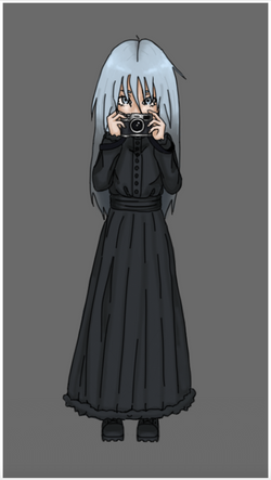 Whisper (girl in black dress holding up camera)