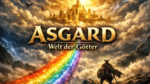 Symbolbild der Welt Asgard mit der Regenbogenbrücke Bifröst