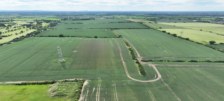 Aerial view of the Green Belt land threatened by Havering data centre