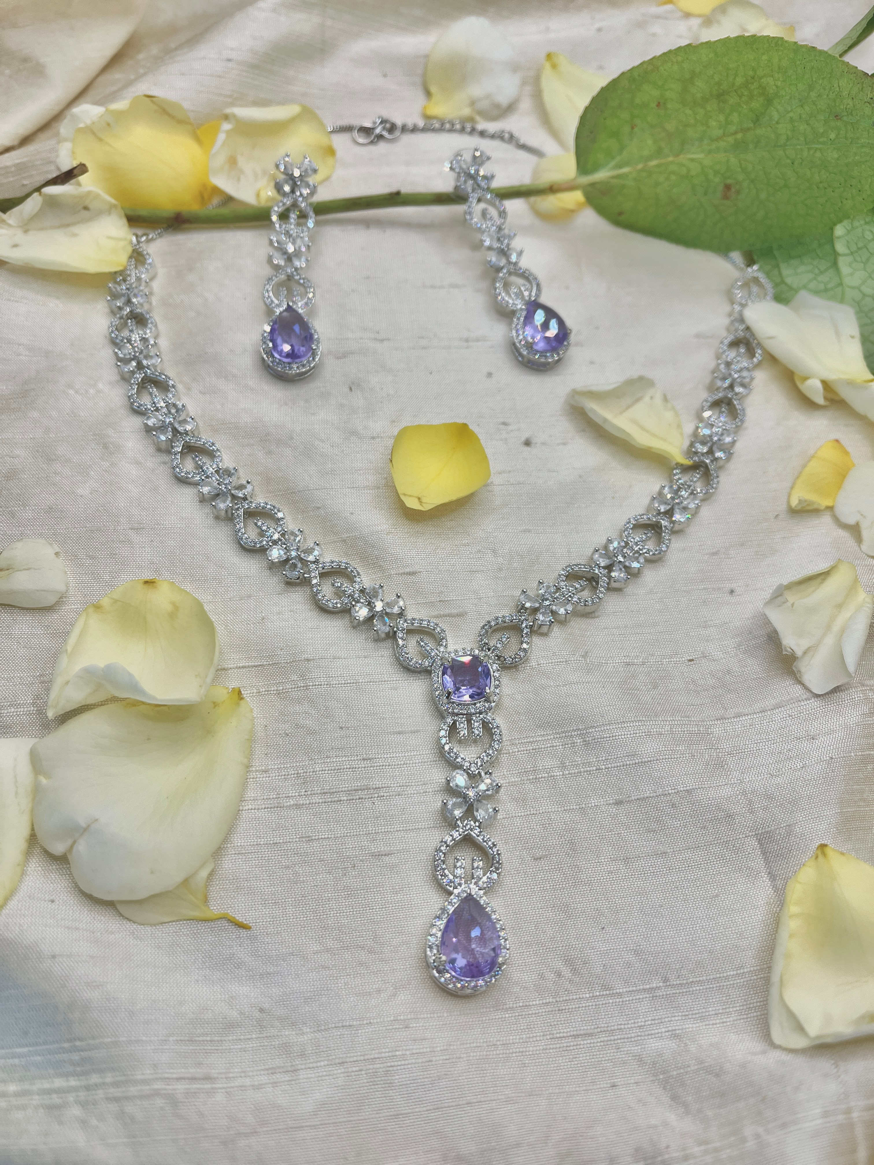 Royal Lavender Jewelry Set with Necklace