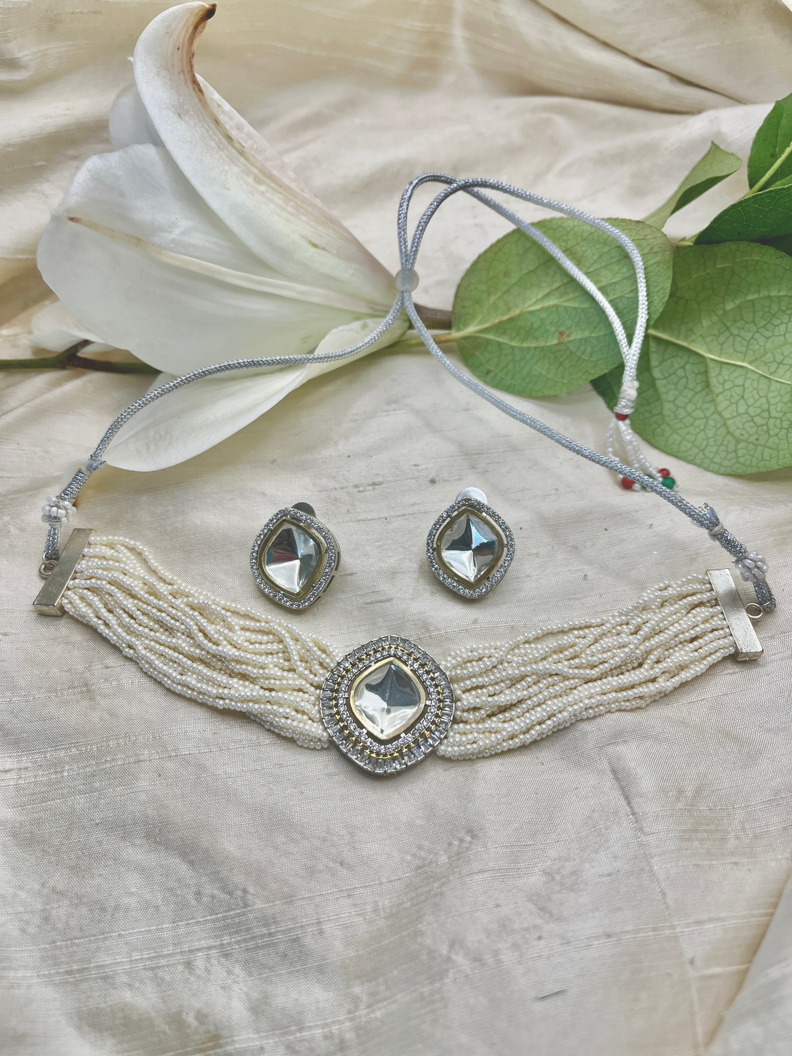 Choker Style Small Pearl Jewelry Set