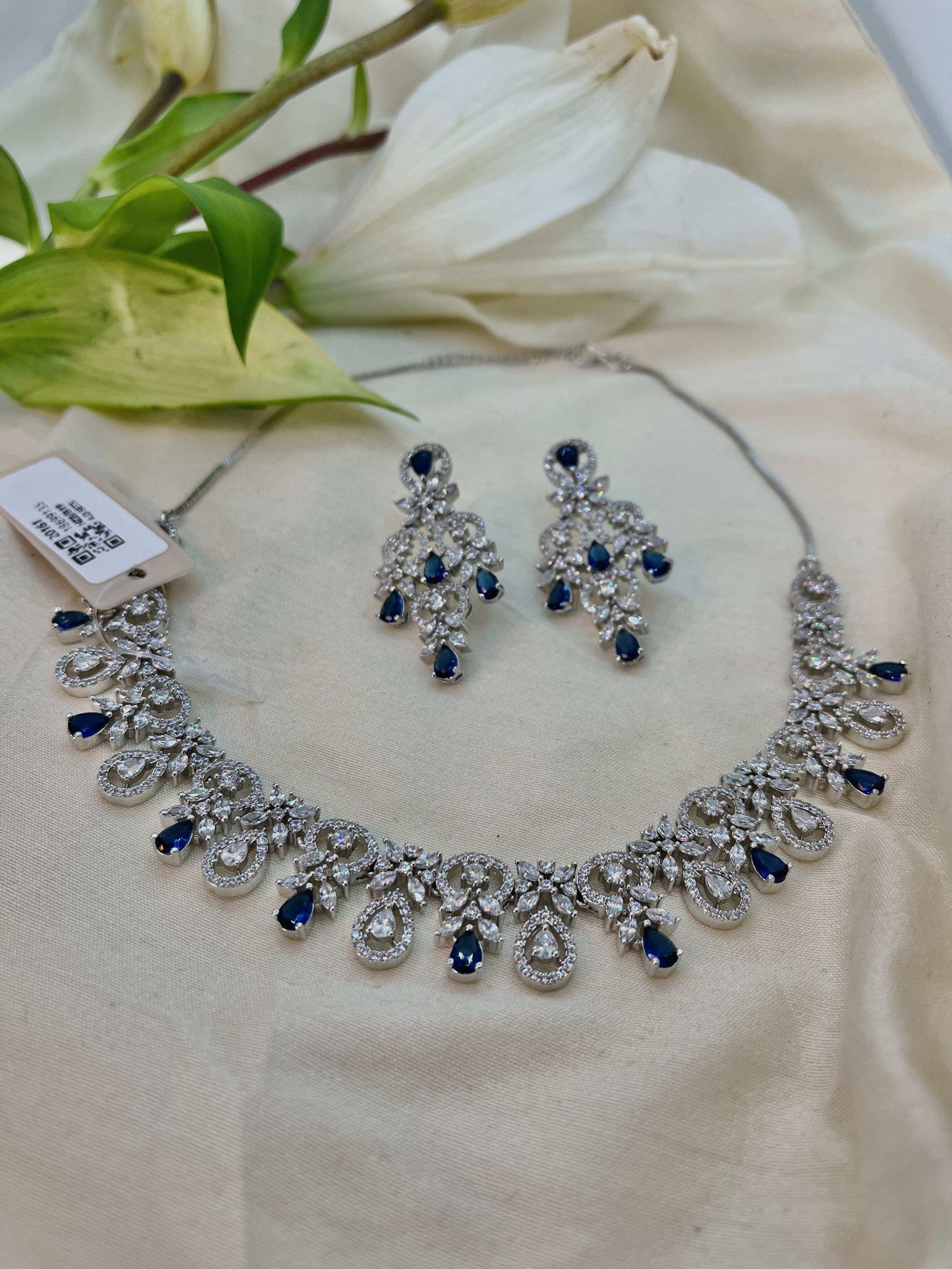 Silver and Black American Diamond Set