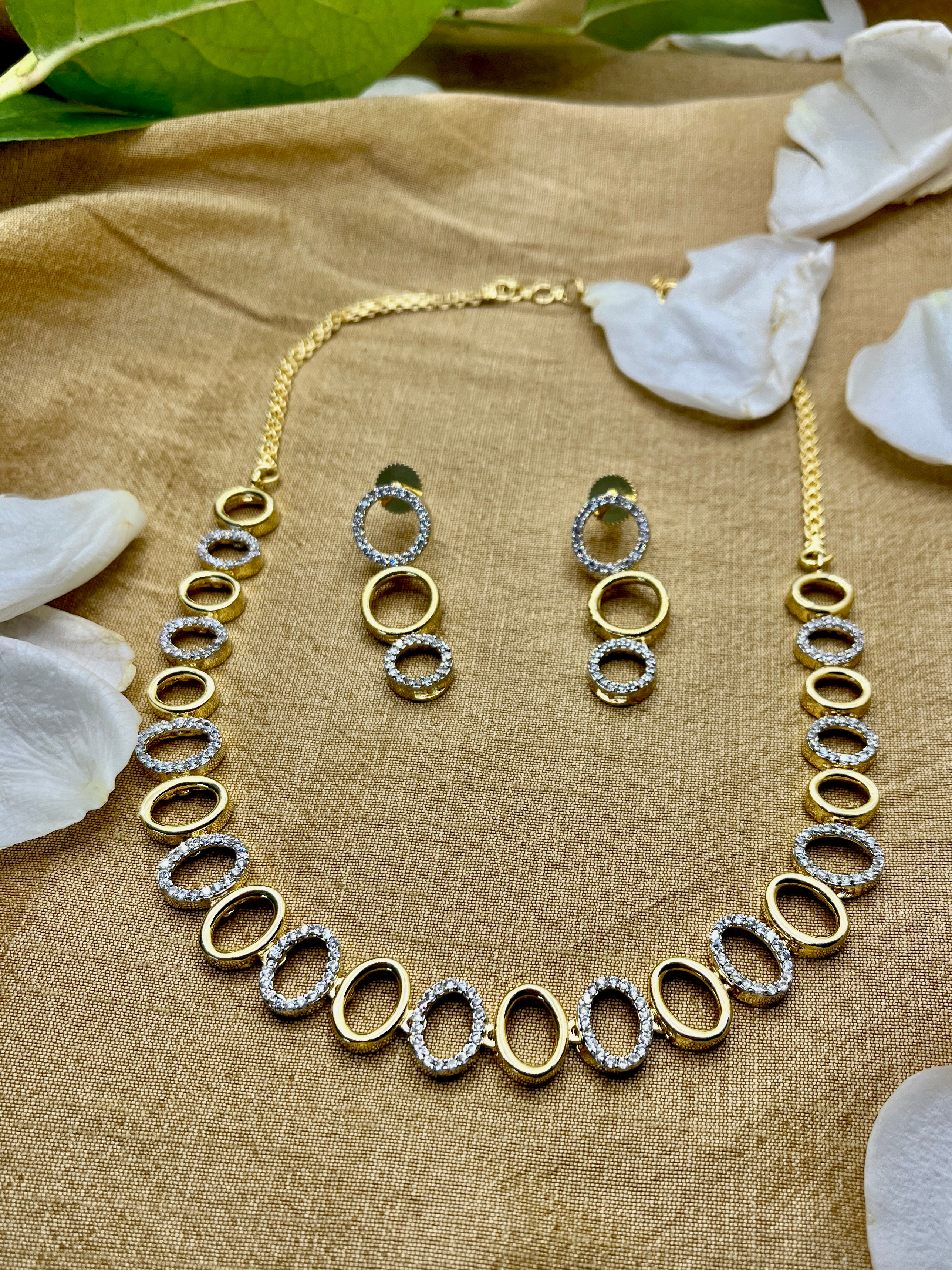 Gold Ring Jewelry Set with Necklace