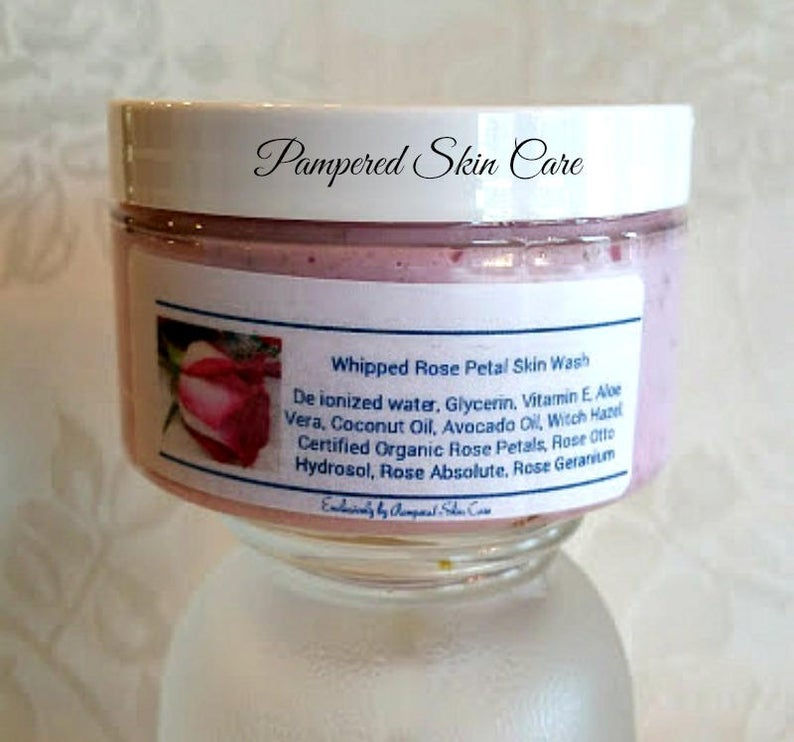 Thumbnail: Whipped Rose Petal Skin Wash completed jar