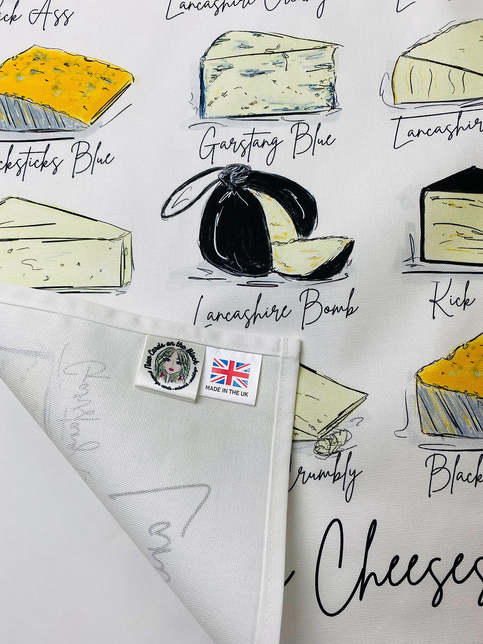 Thumbnail: The Lancashire Cheeses Repeat Print Tea Towel