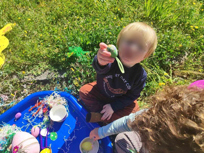 baby in kindergarten outdoor activity
