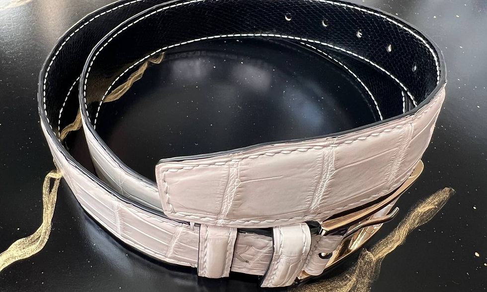 Thumbnail: Ivory Color Crocodile Leather Belt