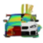 Thumbnail: Aerodynamic simulation graphic showing airflow performance around hood strakes
