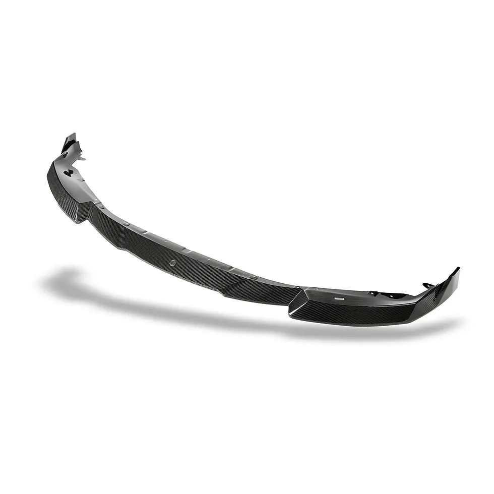 Thumbnail: Top-down view of carbon fiber front lip showing aerodynamic curvature