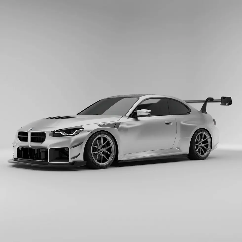 Thumbnail: View of entire BMW M2 G87 front end with carbon aero components installed