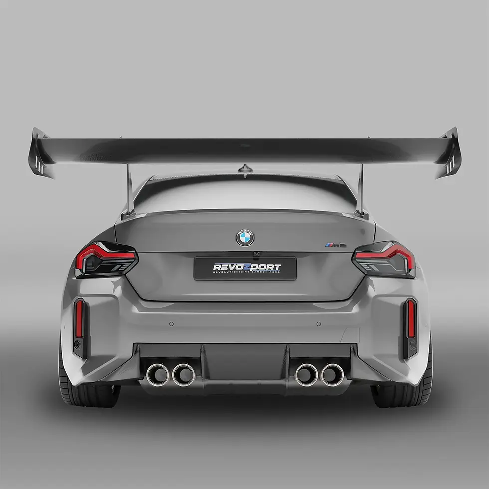 Thumbnail: Direct rear view of BMW M2 G87 showcasing full carbon race wing installation.