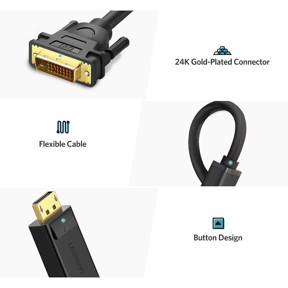 縮圖：Ugreen DisplayPort(DP) to DVI-D 24+1 1080P