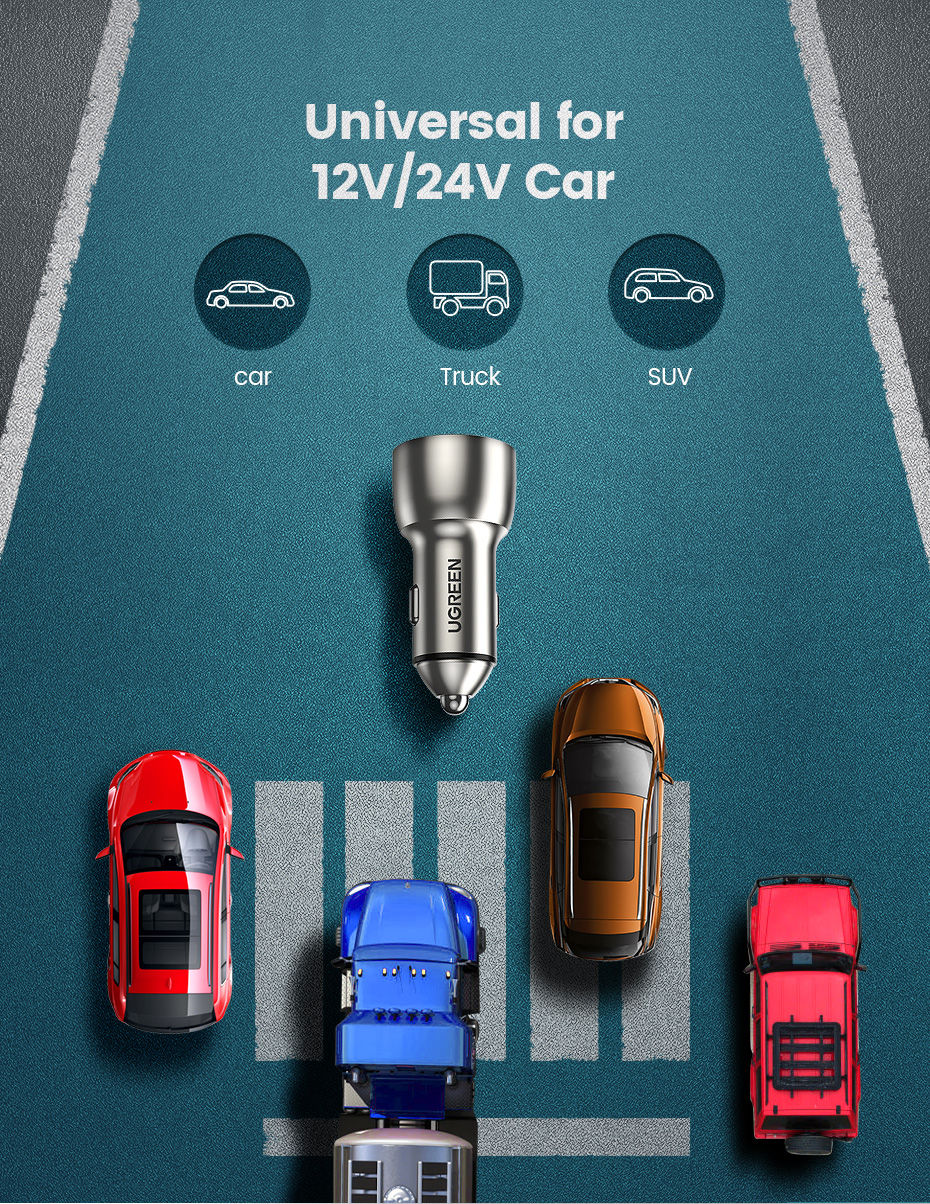 縮圖：UGREEN Car Charger Mobil Dual USB Port Quick Charge 36W,40W