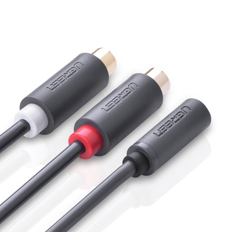 ภาพขนาดย่อ: Ugreen 10562 (AV109) 0.25M. สายแจ๊ค 3.5mmตัวเมีย แยกเป็น 2RCA ตัวเมีย RCA Cable