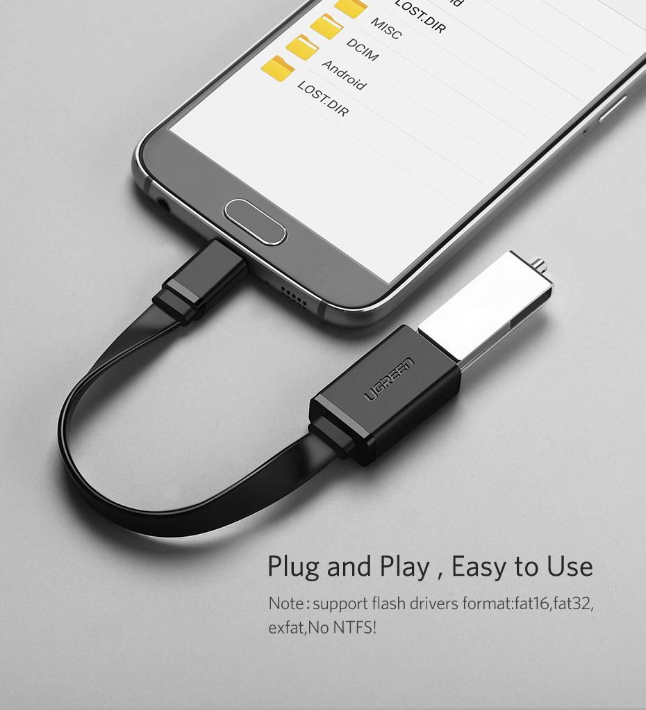 Thumbnail: UGREEN Micro USB 2.0 OTG Cable 12cm. black(10396)