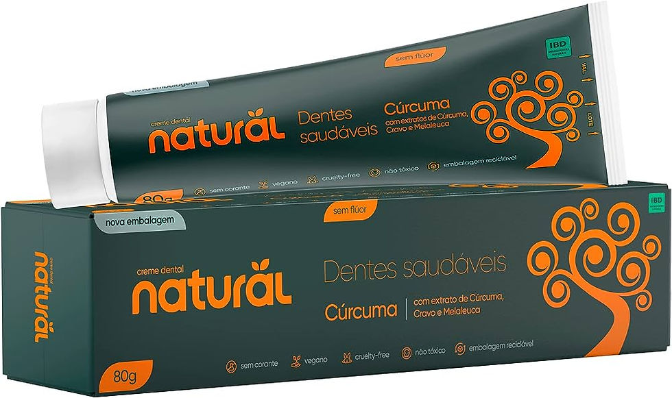 Pasta ou Creme Dental Natural Sem Flúor - Cúrcuma Cravo e Melaleuca - 80g