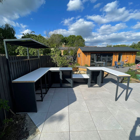 outdoor kitchen fabricated, powder coated and installed